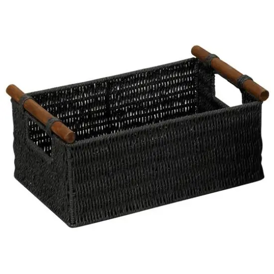Household Essentials Decorative Woven Basket Set Black {6}