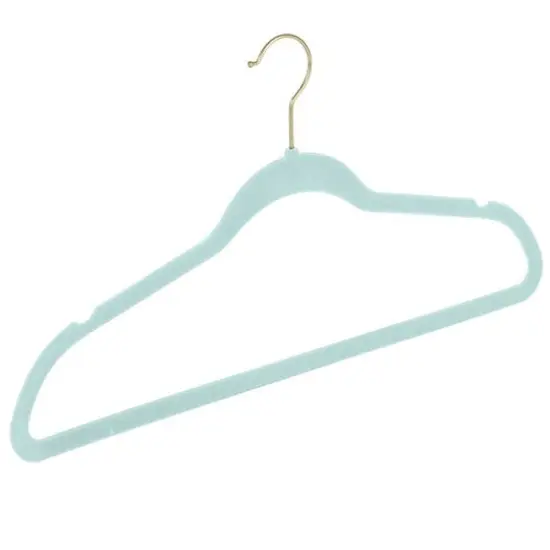 Simplify Super Slim Velvet Hangers with Gold Hook, 10ct. Pool Blue {7}