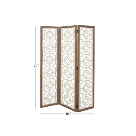 White Wood Farmhouse Room Divider Screen, 72" x 54" x 1" {8}