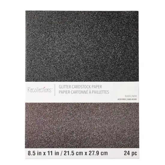 Black Glitter 8.5" x 11" Cardstock Paper by Recollections&trade;, 24 Sheets {1}