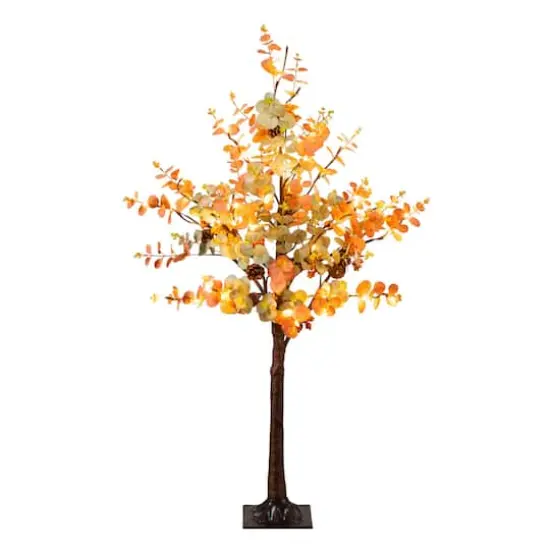 4ft. Pre-Lit Autumn Eucalyptus Artificial Fall Tree with Pinecones, Berries and 60 Warm White LED Lights {4}