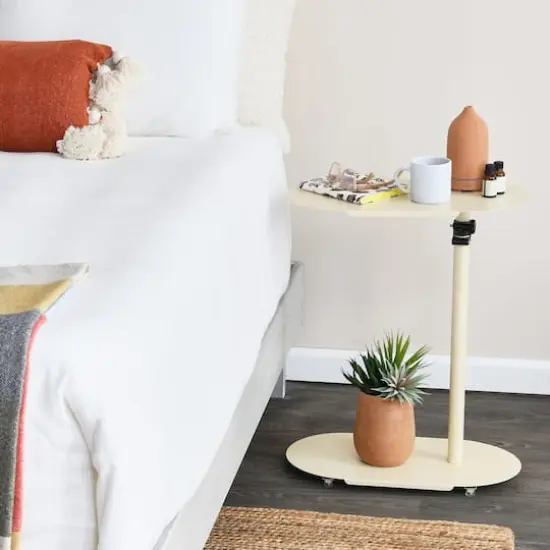 Hello Honey&reg; Modern Adjustable C-Shaped End Table Cream {3}