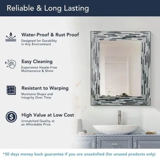 Head West Frameless Reeded Mosaic Printed Wall D&eacute;cor Mirror Black {6}