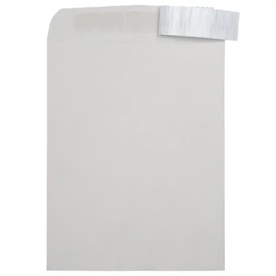 JAM Paper 12" x 15" Light Gray Kraft Open End Recycled Envelopes with Peel & Seal Closure {3}