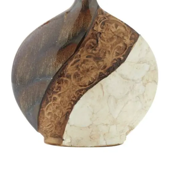 Brown Ceramic Traditional Vase, 14" x 11" x 3" {7}