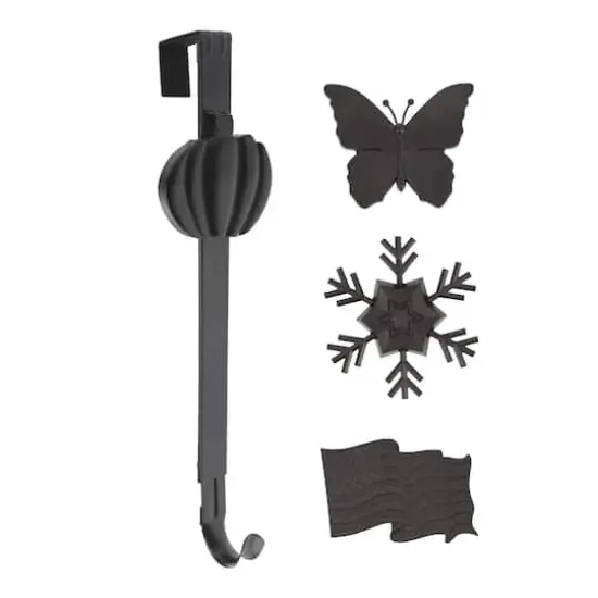 Haute Decor Matte Black Icon Adjustable Wreath Hanger {1}