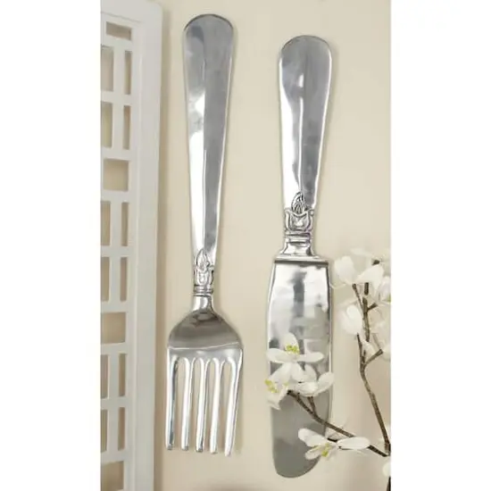 Silver Aluminum Flatware Wall Accent Set, 3ct. {8}