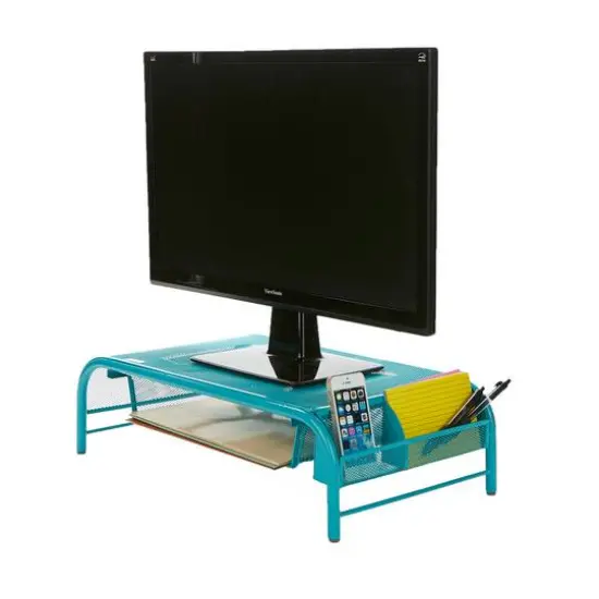 Mind Reader Metal Mesh Monitor Stand & Desk Organizer Turquoise {1}