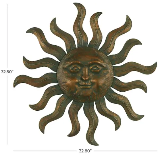 Copper Metal Sun Wall D&eacute;cor with Smiling Face {6}