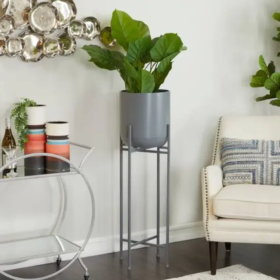 Grey Modern Planter, 13" x 13" x 42" {9}