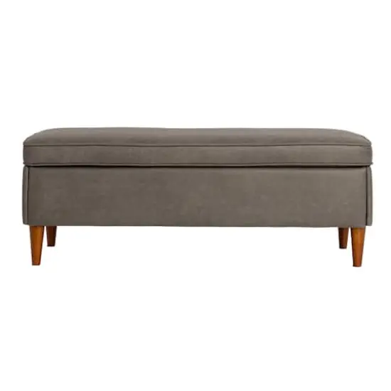 Hello Honey&reg; Atley Ash Gray Vegan Leather Upholstered Storage Bench {4}