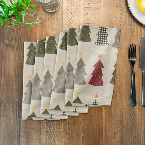 Cream Tree Pattern Cotton Twill Napkin {4}