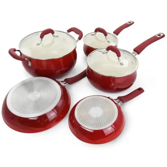 Oster Corbett 8-Piece Red Nonstick Aluminum Cookware Set {4}