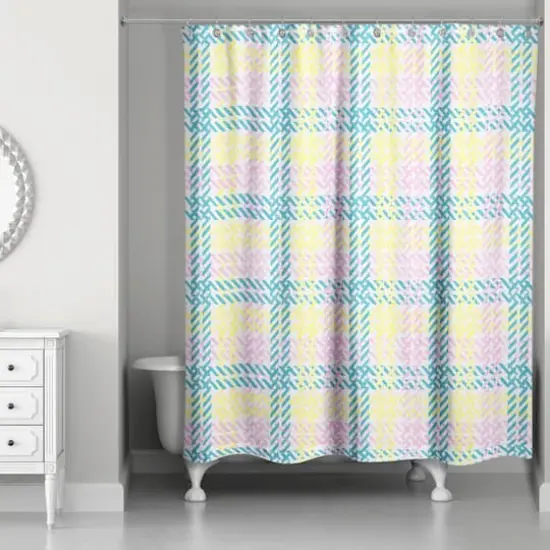 Plaid Shower Curtain White {3}