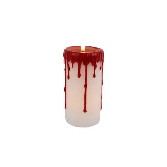 6" Red & White Dripping LED Wax Pillar Candle by Ashland&reg; {4}