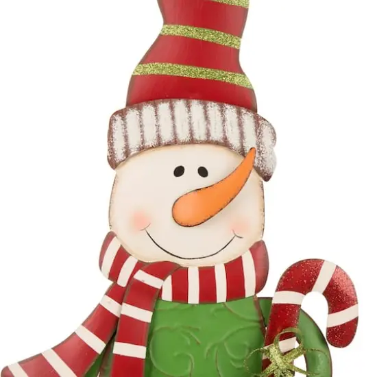 Glitzhome&reg; 3ft. Metal Snowman & Santa Yard Stake Set {7}
