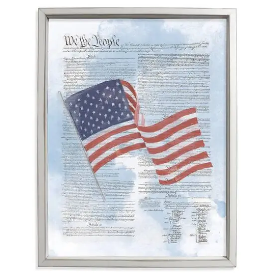 24" Flag Constitution Framed Print White Frame {1}