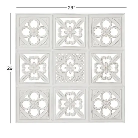 White Wood Traditional Floral Wall Decor 29" x 29" x 2" {6}