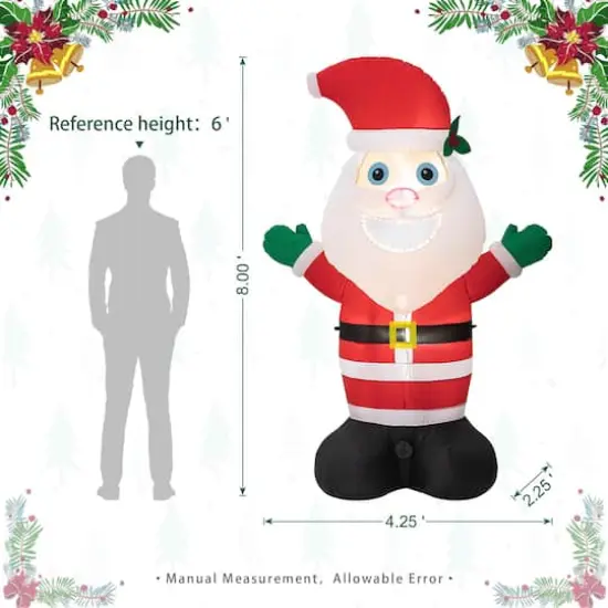 Glitzhome® 8ft. LED Lighted Musical Santa Inflatable Décor {9}