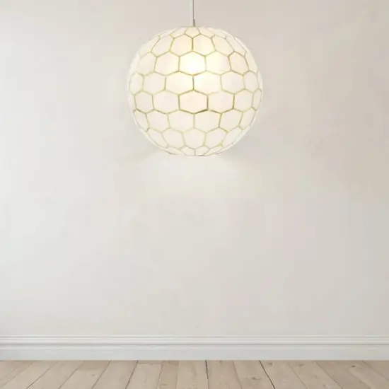 Hello Honey&reg; Capiz Honeycomb Globe Pendant Light {5}
