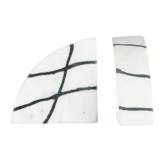 Hello Honey&reg; 6" White & Black Marble Bookends Set {4}