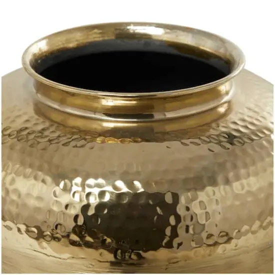 18" Gold Aluminum Brushed Vase with Hammered Top {4}