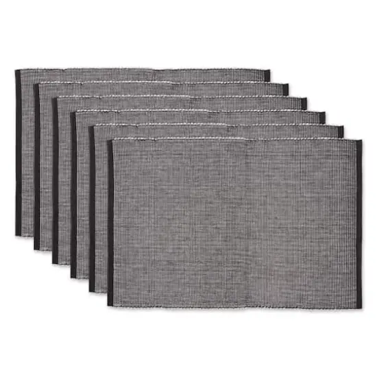 DII&reg; 2-Tone Ribbed Placemats, 6ct. Black and white {1}