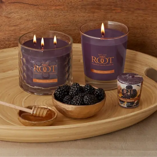 Root Candles Signature 3-Wick Honeycomb Beeswax Blend Jar Candle Blackberry Honey {4}