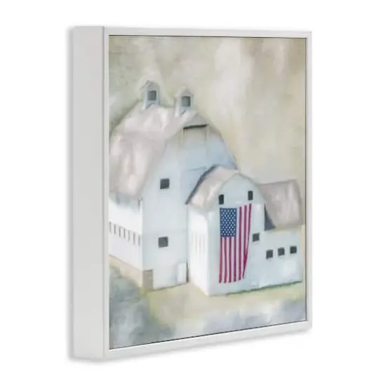 Stupell Industries American Flag White Farmhouse Barn Rural Countryside Framed Giclee Art {4}