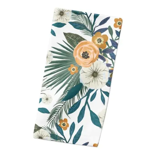 Tropical Floral Cotton Twill Napkin White {3}