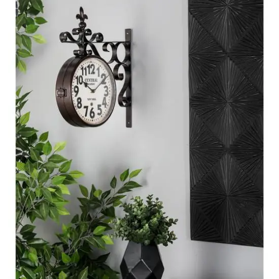 Black Vintage Metal Wall Clock, 16" x 15" {11}