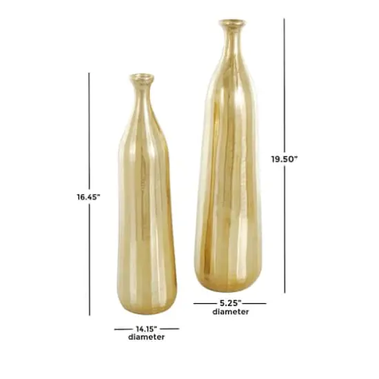 Glam Gold Wavy Textured Aluminum Vase Set {5}