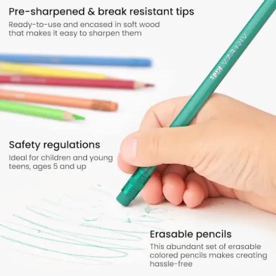 Arteza&reg; Kids Colored Triangular Pencils, Erasable, Set of 48 pcs {5}