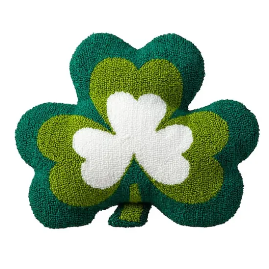 Glitzhome® 14" St. Patrick's Hooked Shamrock-Shaped Pillow {1}