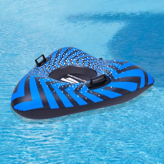Pool Central 3.2ft. Inflatable Triangle Black & Blue Ride-On Pool Float & Snow Tube {3}