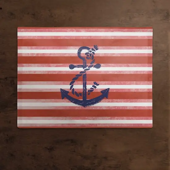 18" Red Stripes & Anchor Poly Twill Placemat {3}