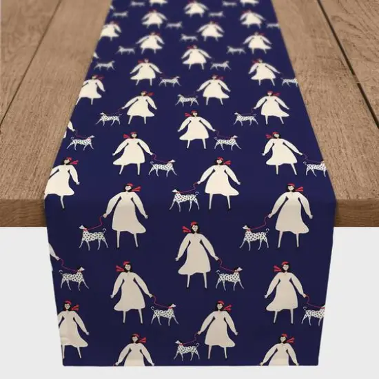 French Woman & Dog Cotton Twill Runner {1}