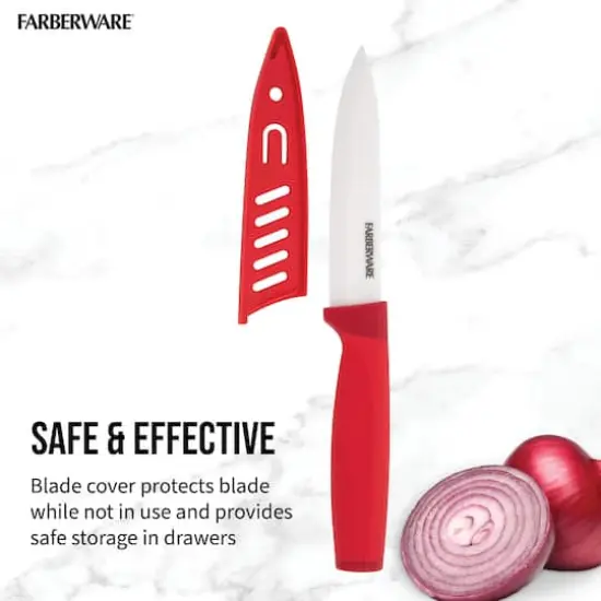Farberware 5" Red Ceramic Utility Knife with Sheath {4}