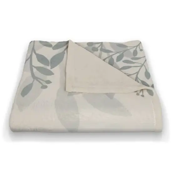 Floral Banner Coral Fleece Blanket White/Blue {3}