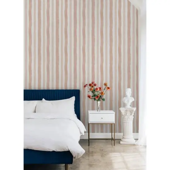 Mr. Kate Winston Watercolor Potter's Clay Peach Stripe Peel & Stick Wallpaper {4}