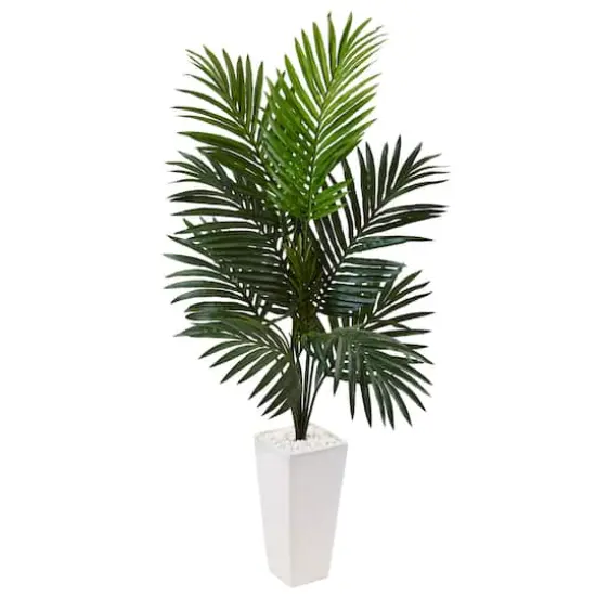 4.5ft. Kentia Palm Artificial Tree in White Tower Planter {1}