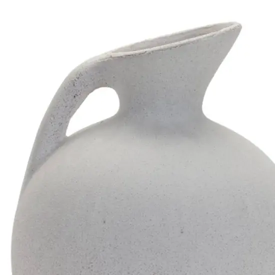 9.5" White Modern Clay Pitcher Vase {3}