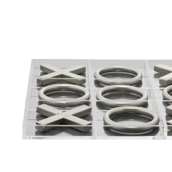 Silver Acrylic & Metal Glam Tic-Tac-Toe Game Set {5}