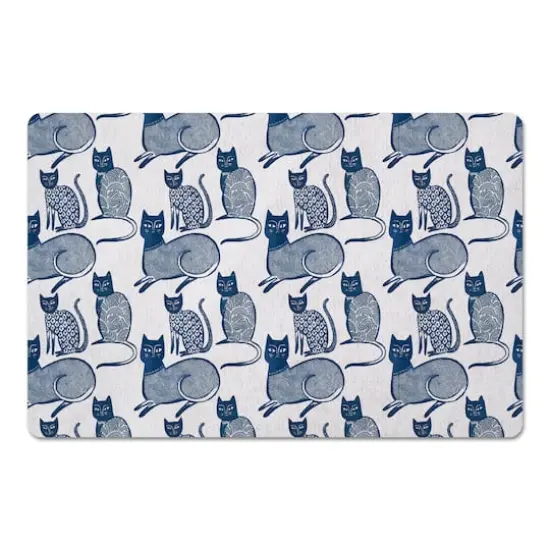 Blue Cat Pattern 27" x 18" Floor Mat {1}