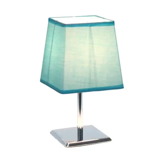 Simple Designs&trade; 9.5" Mini Chrome Table Lamp with Squared Empire Shade Blue {3}