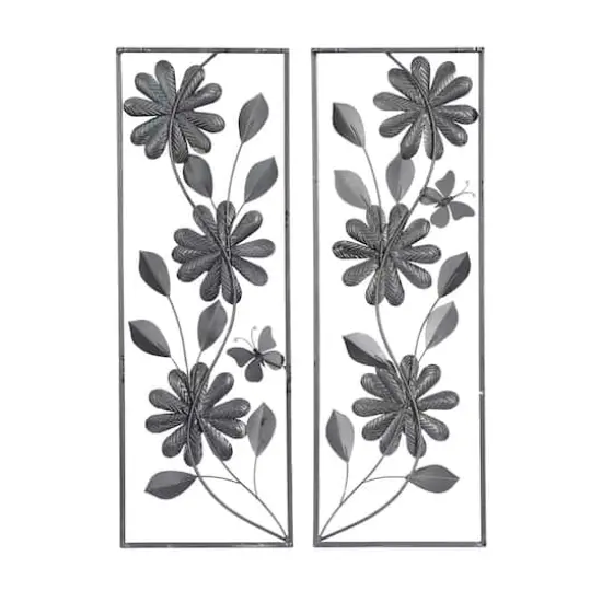 35" Green Metal Floral Wall D&eacute;cor Set {4}