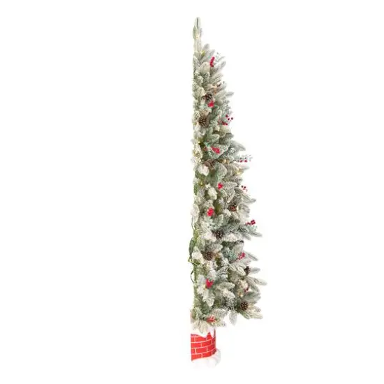 5ft. Pre-Lit Snowberry Pine Artificial Christmas Half Tree, Clear Lights {7}