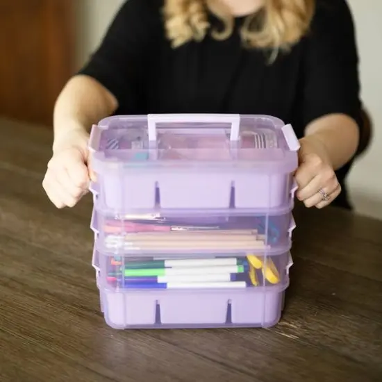 Everything Mary Four Tray Plastic Storage Organizer Purple {11}