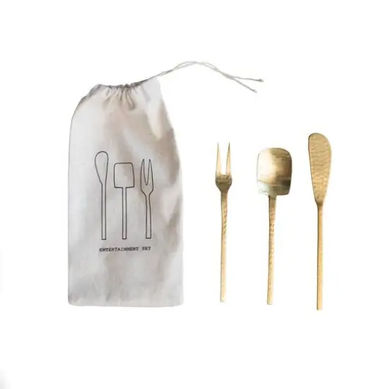 Hello Honey&reg; Gilded Hammered Stainless Steel Appetizer Utensil Set {3}