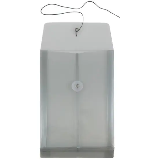 JAM Paper 6.25" x 9.25" Button & String Tie Closure Plastic Envelopes, 12ct. Smoke Gray {4}